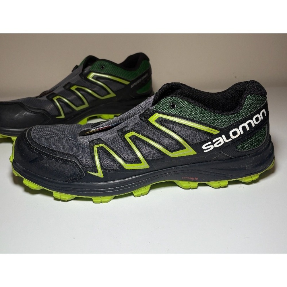 Salomon Speedtrak Trail Runner Hiking Shoes Black/Radiant Green Men's Size 13